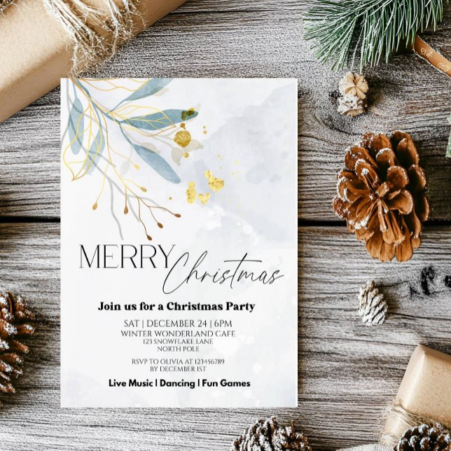 Elegant Floral Winter Christmas Party Invitation (Creator Uploaded)