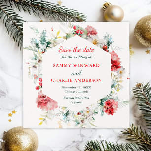 Elegant Floral Winter Wedding Save The Date Invitation