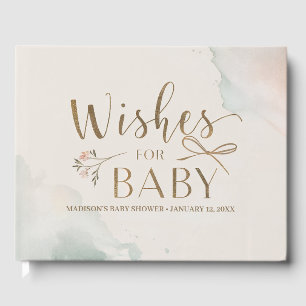 Elegant Floral Wishes for Baby Shower Guest Book