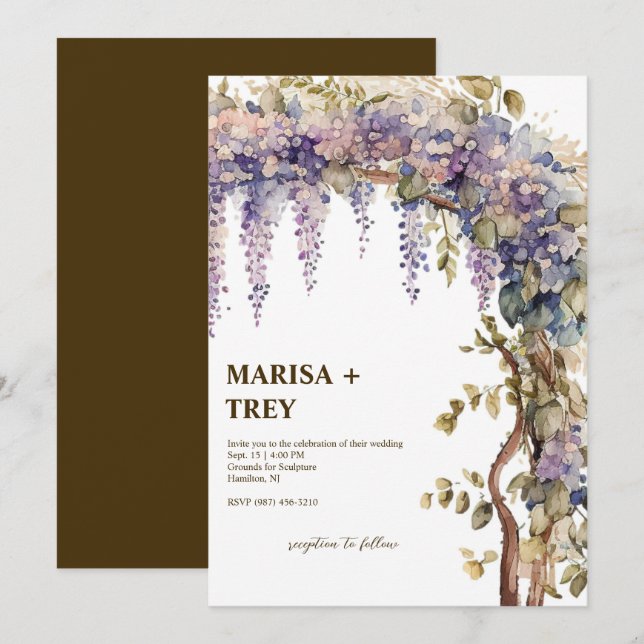 Elegant Floral Wisteria Canopy Wedding Invitation (Front/Back)