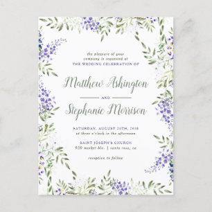 Elegant Floral Wisteria Frame Wedding Invitation Postcard