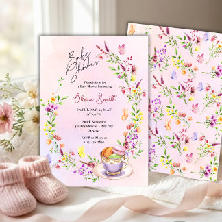 Elegant Floral with Butterflies Party Baby Shower Invitation