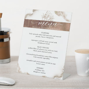 Elegant Floral with Earth Tones Watercolor Menu Pedestal Sign