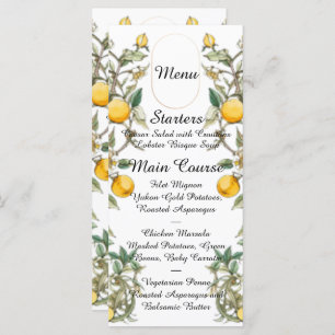 Elegant Floral with Lemons Wedding Menu