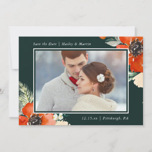 Elegant Floral with Photo Wedding Save the Date