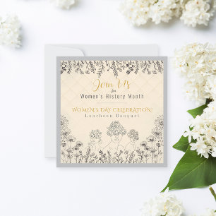 Elegant Floral Womens Day History Celebration  Invitation