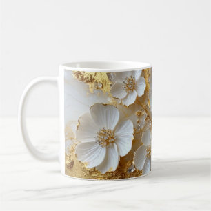 Elegant Floral Wooden Tray & Matching Mug Set