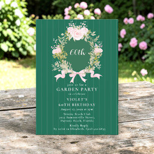 Elegant Floral Wreath 60th Birthday Garden Party Invitation
