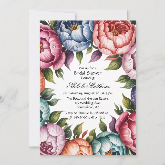 Elegant Floral Wreath Bridal Shower Invitation (Front)