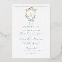 Elegant Floral Wreath Crest | Monogram Wedding