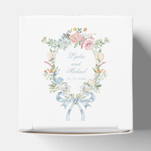 Elegant Floral Wreath Crest Monogram Wedding Favour Box