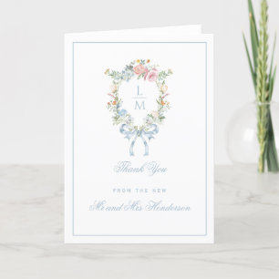 Elegant Floral Wreath Crest Thank You Card