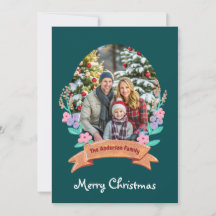 elegant Floral Wreath dark green photo Christmas