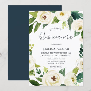 Elegant Floral Wreath Quinceanera Party Invite