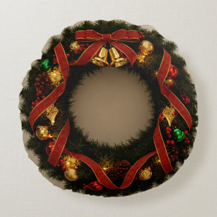 Elegant Floral Wreath Round Pillow – Cosy Home Déc