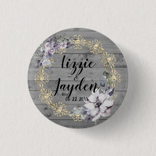 Elegant Floral Wreath Rustic Wedding    3 Cm Round Badge