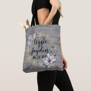 Elegant Floral Wreath Rustic Wedding Tote