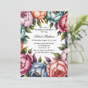 Elegant Floral Wreath Wedding Celebration  Invitation