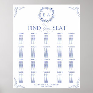 Elegant Floral Wreath Wedding Seating Chart