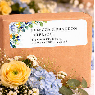 Elegant floral yellow white blue wedding 