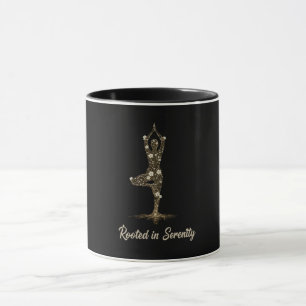 Elegant Floral Yoga Tree Pose   Rooted in Serenity Mug