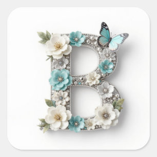 Elegant Floral Your Monogram B Paper Stickers