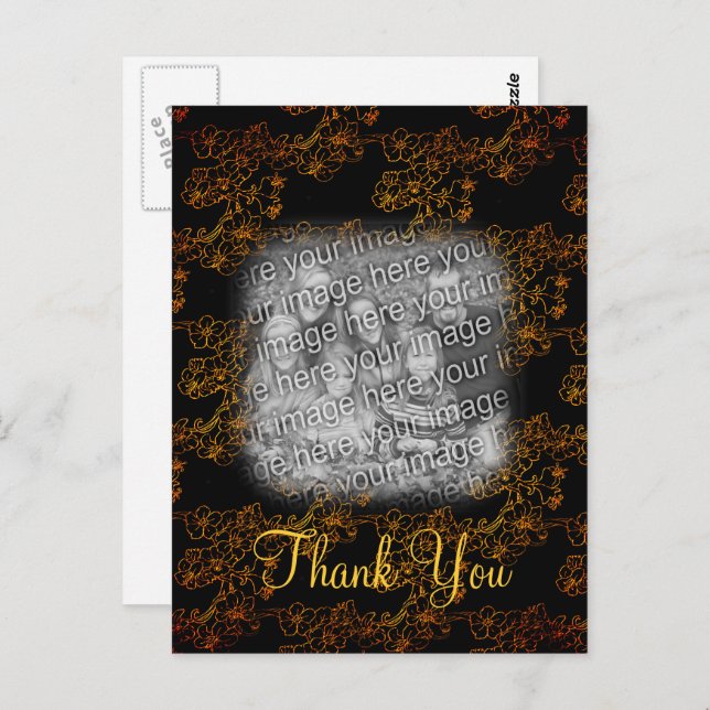 Elegant Floral Your Photo Thank You  Postcard (Front/Back)