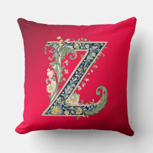 Elegant Floral Z Monogram Throw Pillow