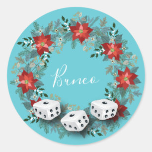 Elegant FloralDice Bunco Party Classic Round Sticker