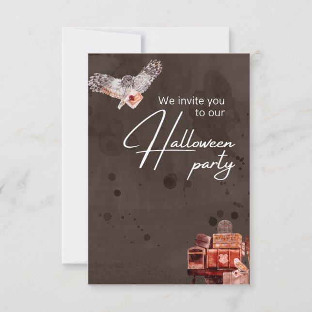 Elegant Florals and Skull Halloween Party Invitation (Front)