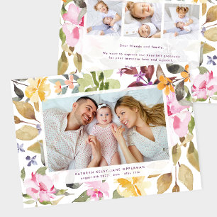elegant florals newborn photo baby birth announcement