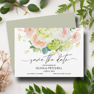 Elegant Florals on Sage Wedding Save The Date
