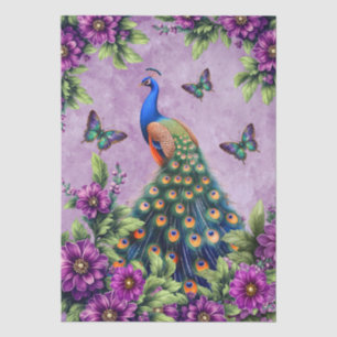 Elegant Florals Peacock & Butterflies Decoupage Tissue Paper