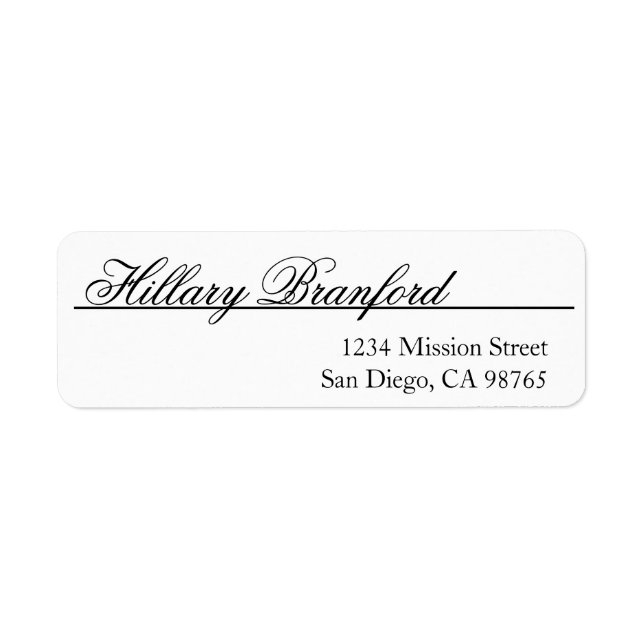 Elegant florish script black white return address (Front)
