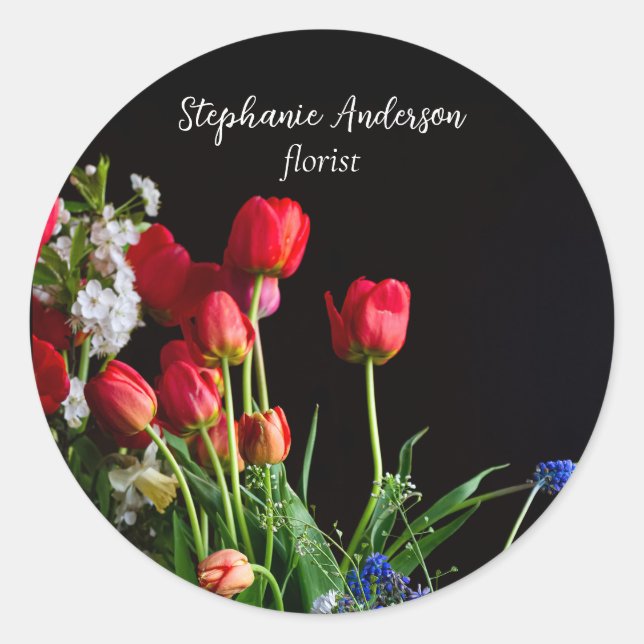 Elegant Florist Classic Round Sticker (Front)