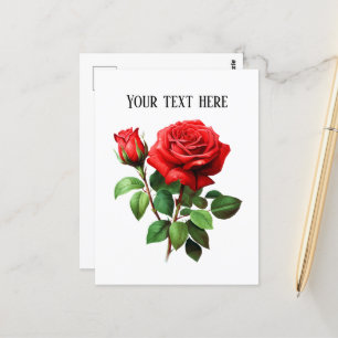 Elegant florist or Gardener Red rose Postcard