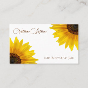 Elegant florist sunflower calligraphy QR-Code Business Card