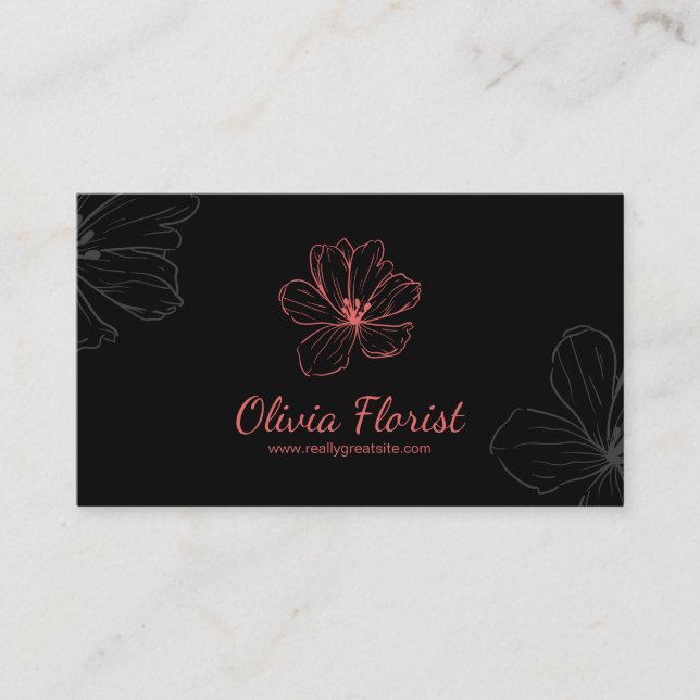 Elegant Florist With QR Code Business Card (Front)