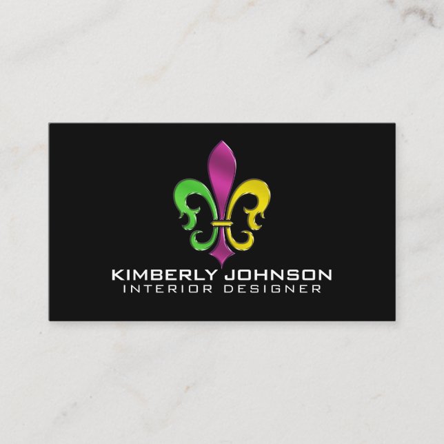 Elegant Flour De Lis Design Business Card (Front)