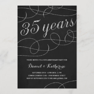 Elegant Flourish   35th Anniversary Party Invitation