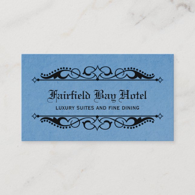 Elegant Flourish Business Card, Blue Business Card (Front)