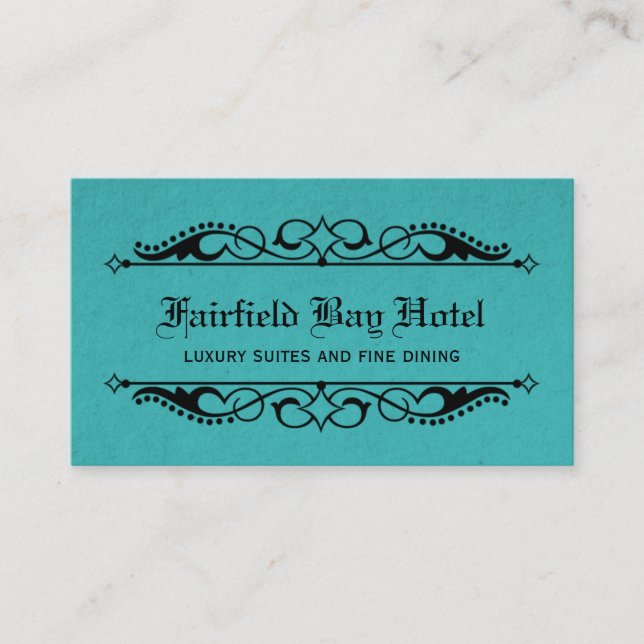 Elegant Flourish Business Card, Teal Business Card (Front)