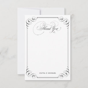 Elegant flourish calligraphy vintage thank you card