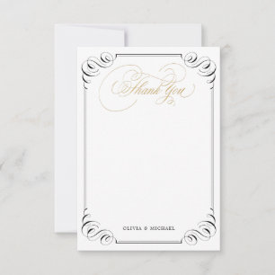 Elegant flourish calligraphy vintage thank you card
