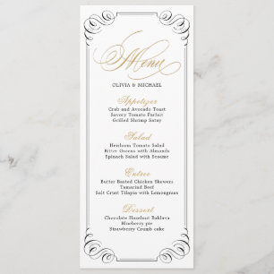 Elegant flourish calligraphy vintage wedding menu
