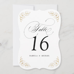 Elegant flourish calligraphy wedding table number