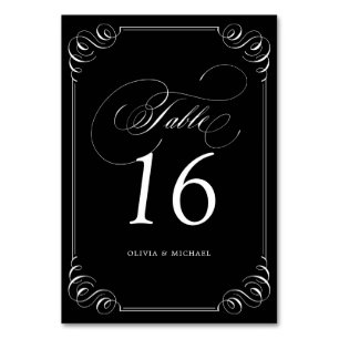 Elegant flourish calligraphy wedding table number