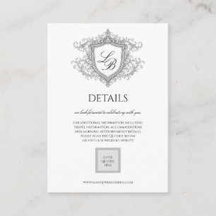 Elegant Flourish Crest Monogram Details Card