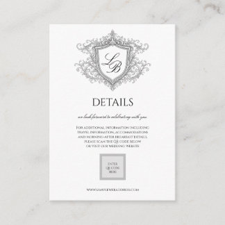 Elegant Flourish Crest Monogram Details Card