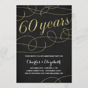 Elegant Flourish   Faux Gold Foil 60th Anniversary Invitation